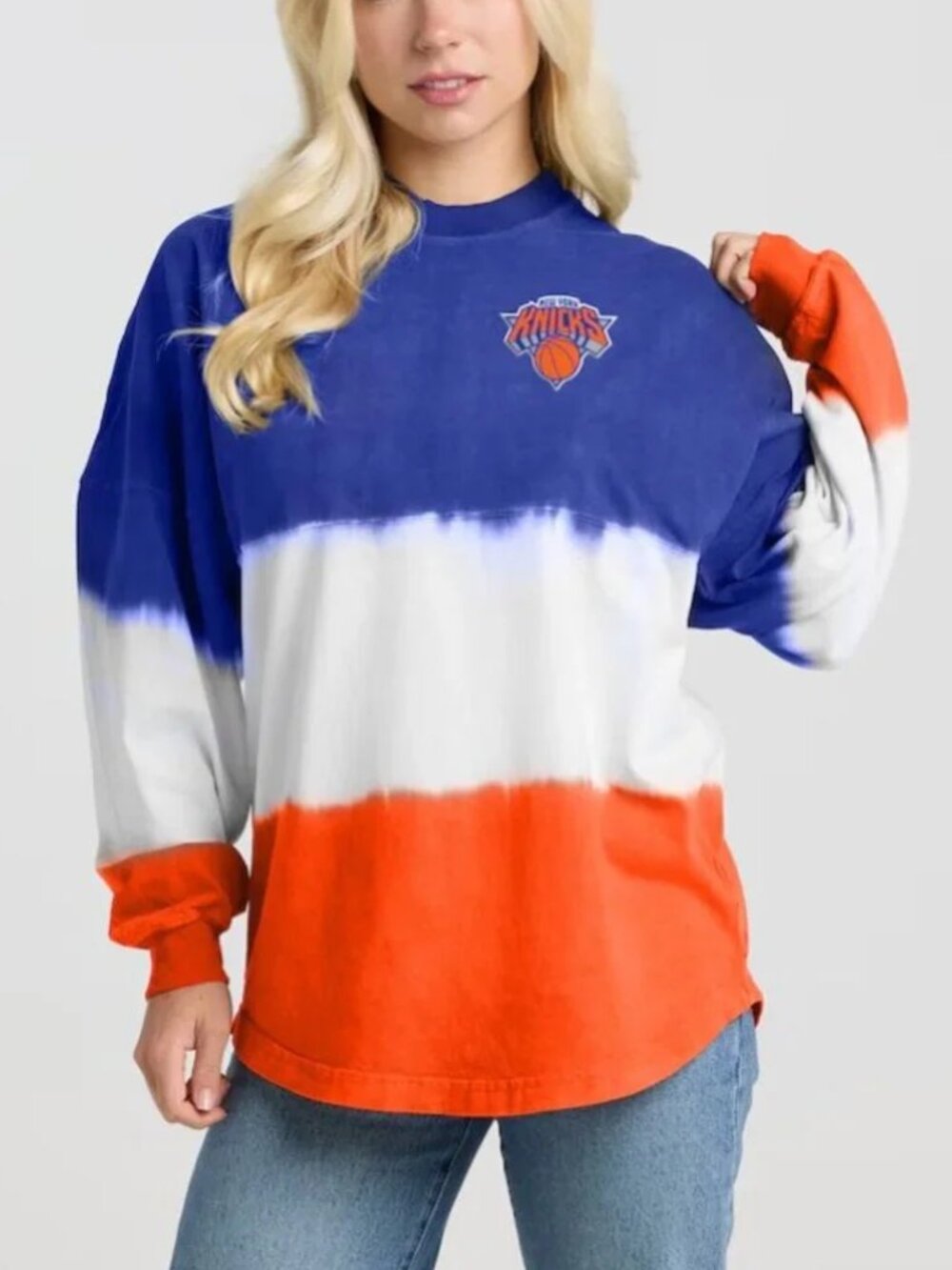 New York Knicks Fanatics Blue/Orange 2026 NBA Finals Champions Ombré Long Sleeve